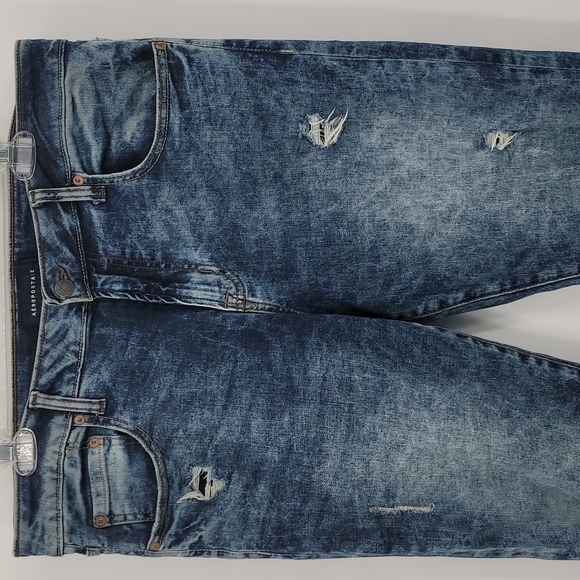 Aeropostale Skinny Jeans Distressed Acid Wash Casual Blue Size 34x32 - Picture 2 of 12